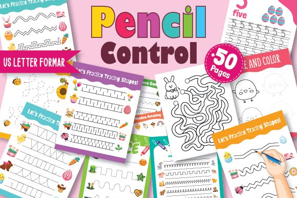 PLR Printable Workbook - 50+ Pre-Writing Pencil Control Tracing Workbook for Kids