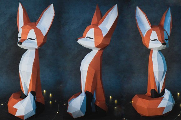 PLR Printable Paper Craft - Fox DIY Origami Template